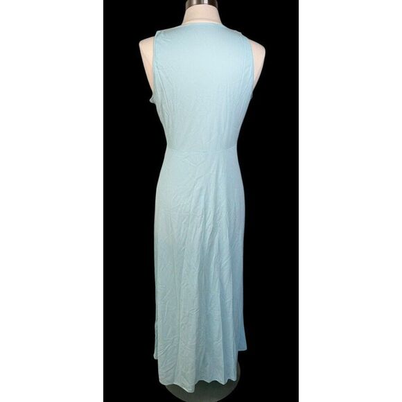 Vtg Blue Nylon JCPenny Nightgown Babydoll VNeck Lace Maxi Slip Coquette Lingerie - Picture 2 of 8